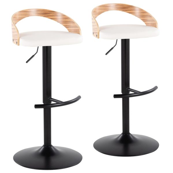 Grotto Black Zebra and White Adjustable Contemporary Barstools Set of 2 4