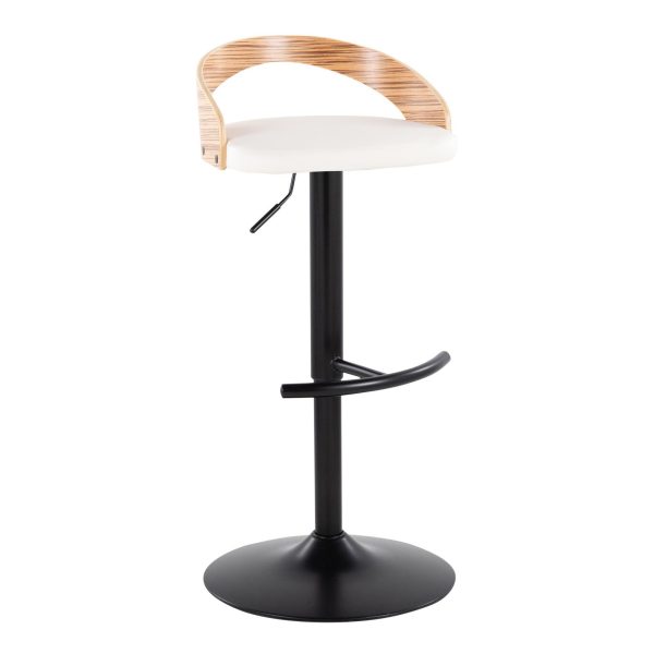 Grotto Black Zebra and White Adjustable Contemporary Barstools Set of 2 5