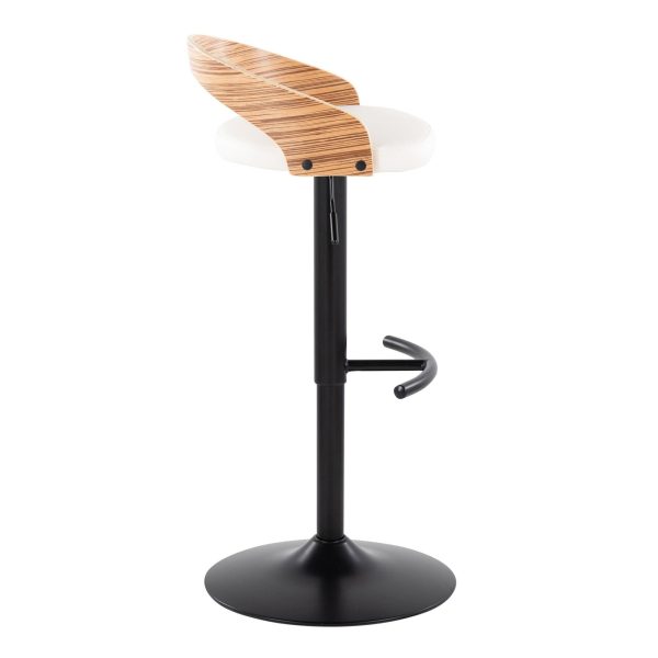 Grotto Black Zebra and White Adjustable Contemporary Barstools Set of 2 6