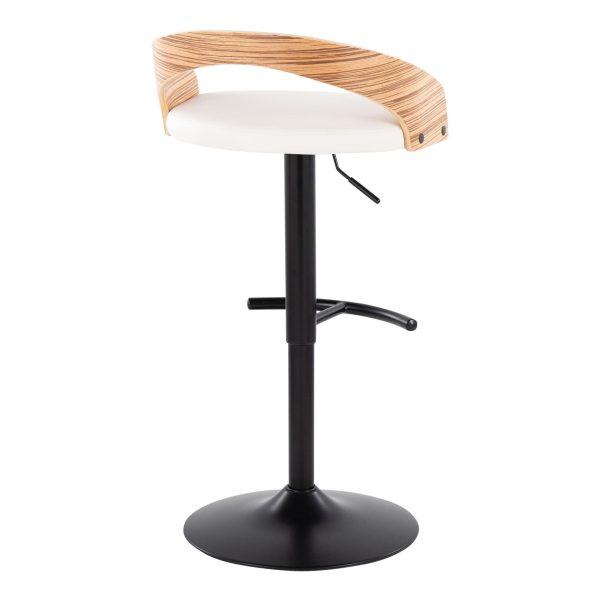 Grotto Black Zebra and White Adjustable Contemporary Barstools Set of 2 7