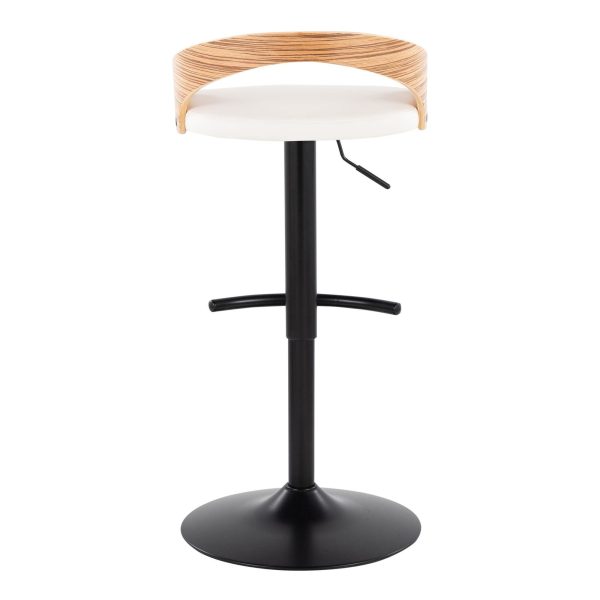 Grotto Black Zebra and White Adjustable Contemporary Barstools Set of 2 8