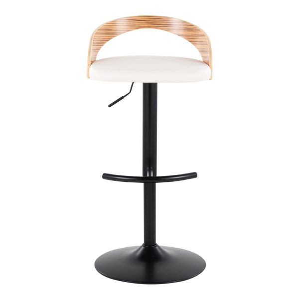 Grotto Black Zebra and White Adjustable Contemporary Barstools Set of 2 9