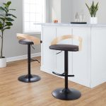 Grotto Brown Faux Leather Adjustable Swivel Barstools (Set of 2) 14 Grotto Brown Faux Leather Adjustable Swivel Barstools (Set of 2)