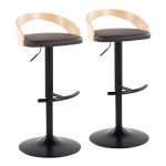 Grotto Brown Faux Leather Adjustable Swivel Barstools (Set of 2) 17 Grotto Brown Faux Leather Adjustable Swivel Barstools (Set of 2)