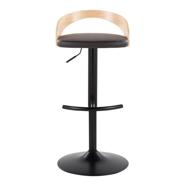 Grotto Brown Faux Leather Adjustable Swivel Barstools Set of 2 9