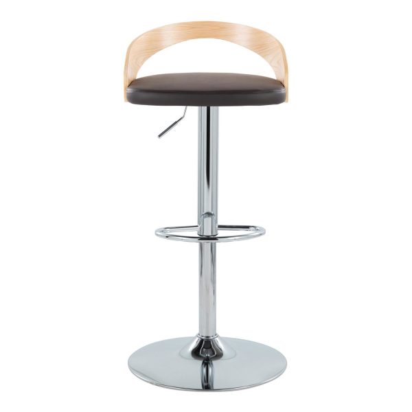Grotto Brown Faux Leather Mid Century Modern Adjustable Barstools Set of 2 4