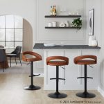 Grotto Camel Faux Leather Black Metal Contemporary Barstools (Set of 2) 12 Grotto Camel Faux Leather Black Metal Contemporary Barstools (Set of 2)