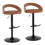 Grotto Camel Faux Leather Black Metal Contemporary Barstools (Set of 2) 13 Grotto Camel Faux Leather Black Metal Contemporary Barstools (Set of 2)