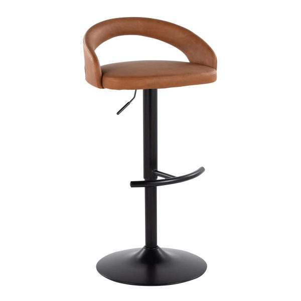 Grotto Camel Faux Leather Black Metal Contemporary Barstools Set of 2 3