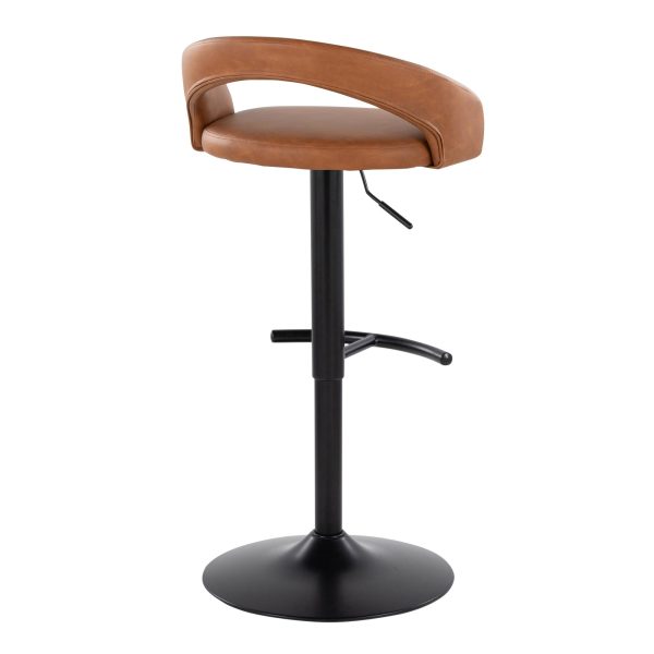 Grotto Camel Faux Leather Black Metal Contemporary Barstools Set of 2 5