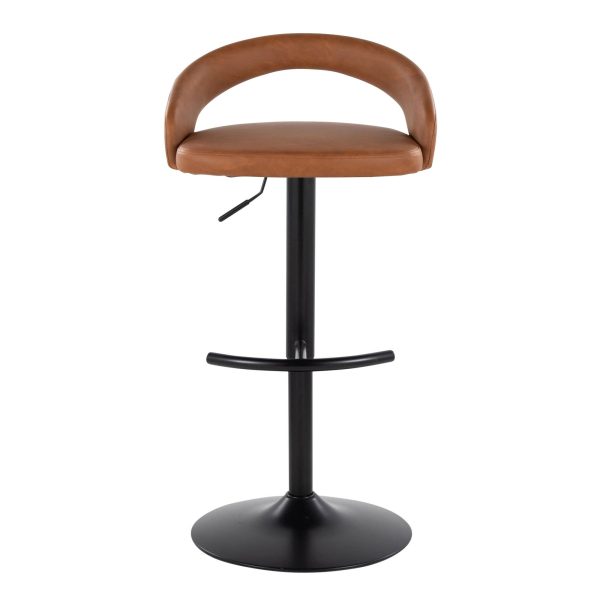 Grotto Camel Faux Leather Black Metal Contemporary Barstools Set of 2 7
