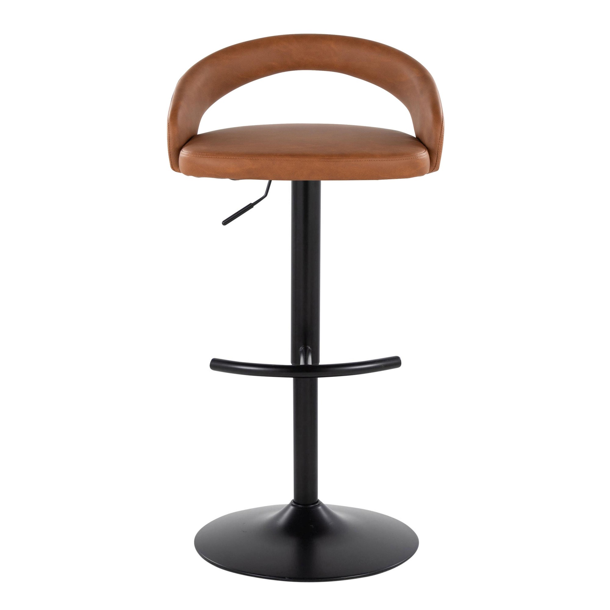 Grotto Camel Faux Leather Black Metal Contemporary Barstools (Set of 2) 8 Grotto Camel Faux Leather Black Metal Contemporary Barstools (Set of 2) - Image 8