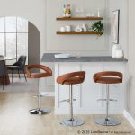 Grotto Camel Faux Leather Chrome Adjustable Contemporary Barstools (Set of 2) 11 Grotto Camel Faux Leather Chrome Adjustable Contemporary Barstools (Set of 2)