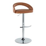 Grotto Camel Faux Leather Chrome Adjustable Contemporary Barstools (Set of 2) 14 Grotto Camel Faux Leather Chrome Adjustable Contemporary Barstools (Set of 2)