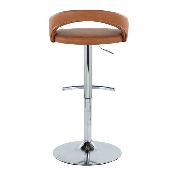 Grotto Camel Faux Leather Chrome Adjustable Contemporary Barstools Set of 2 6