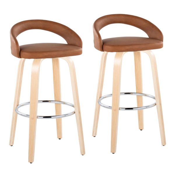 Grotto Camel Faux Leather Contemporary 30 Inch Barstool Set of 2 2
