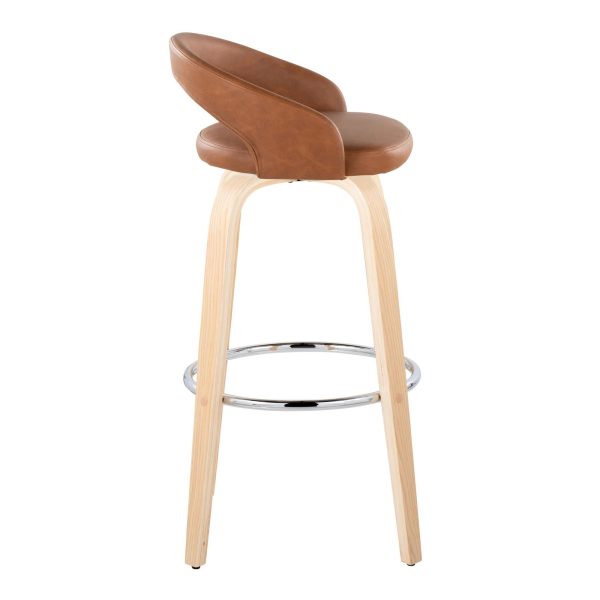 Grotto Camel Faux Leather Contemporary 30 Inch Barstool Set of 2 4