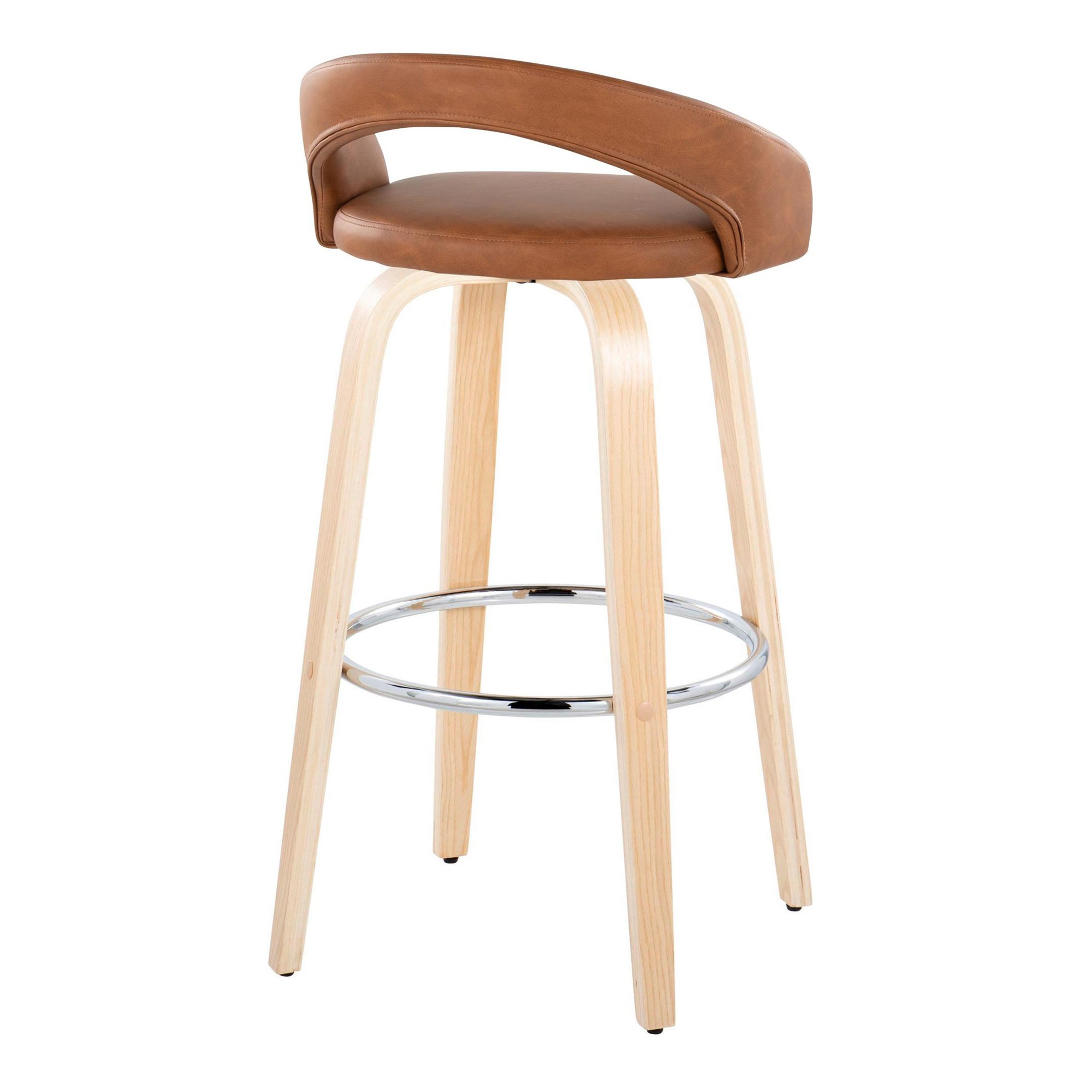 Grotto Camel Faux Leather Contemporary 30-Inch Barstool (Set of 2) 6 Grotto Camel Faux Leather Contemporary 30-Inch Barstool (Set of 2) - Image 6