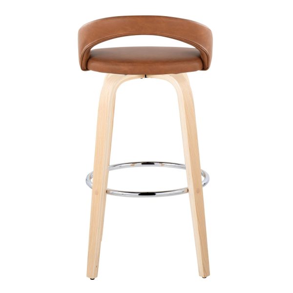 Grotto Camel Faux Leather Contemporary 30 Inch Barstool Set of 2 6
