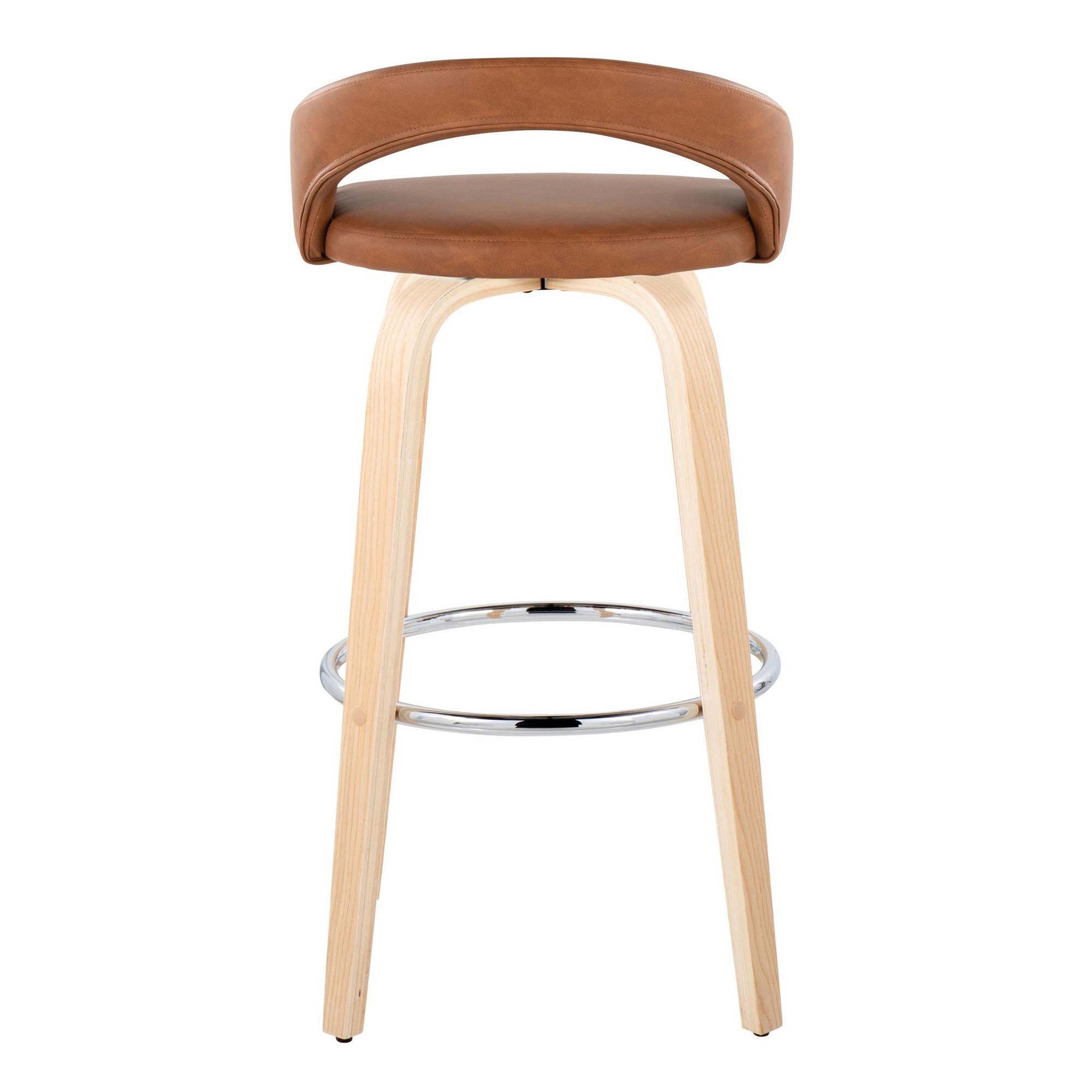 Grotto Camel Faux Leather Contemporary 30-Inch Barstool (Set of 2) 7 Grotto Camel Faux Leather Contemporary 30-Inch Barstool (Set of 2) - Image 7