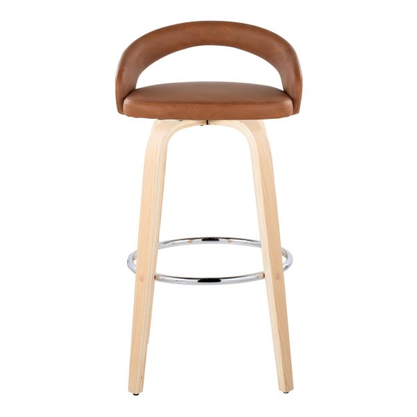 Grotto Camel Faux Leather Contemporary 30 Inch Barstool Set of 2 7