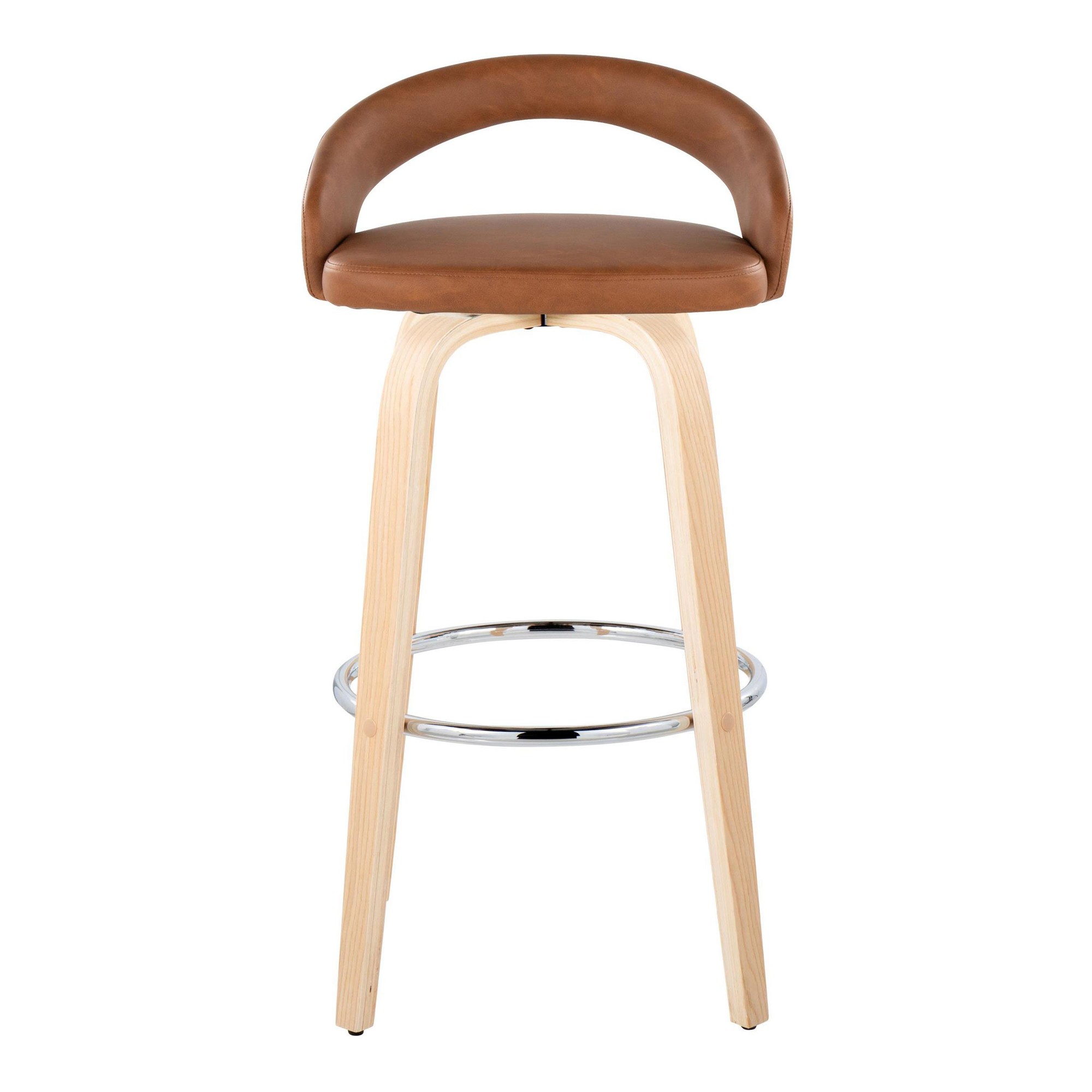 Grotto Camel Faux Leather Contemporary 30-Inch Barstool (Set of 2) 8 Grotto Camel Faux Leather Contemporary 30-Inch Barstool (Set of 2) - Image 8