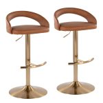 Grotto Camel Faux Leather Gold Contemporary Adjustable Barstools (Set of 2) 13 Grotto Camel Faux Leather Gold Contemporary Adjustable Barstools (Set of 2)