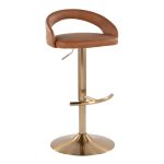 Grotto Camel Faux Leather Gold Contemporary Adjustable Barstools (Set of 2) 14 Grotto Camel Faux Leather Gold Contemporary Adjustable Barstools (Set of 2)