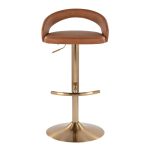 Grotto Camel Faux Leather Gold Contemporary Adjustable Barstools (Set of 2) 18 Grotto Camel Faux Leather Gold Contemporary Adjustable Barstools (Set of 2)
