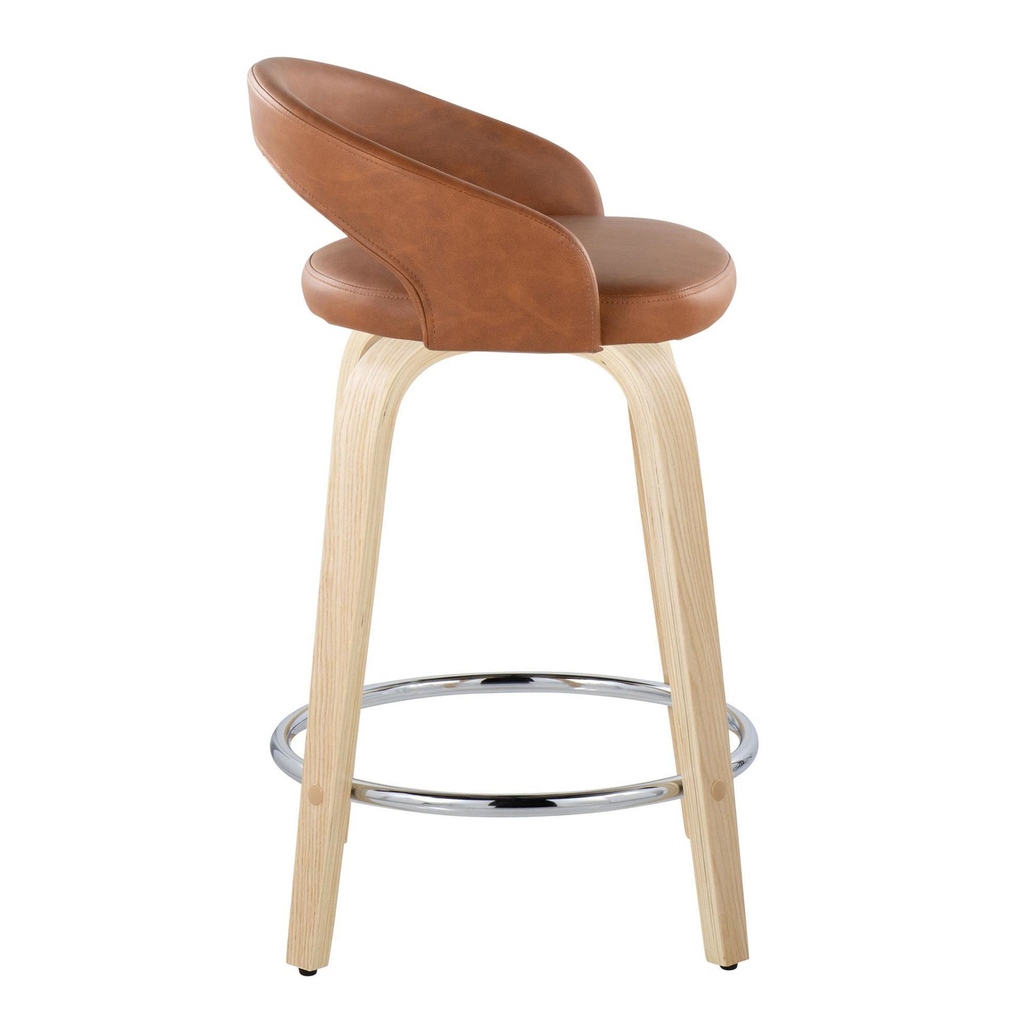 Grotto Camel Faux Leather Swivel Counter Stool (Set of 2) 5 Grotto Camel Faux Leather Swivel Counter Stool (Set of 2) - Image 5