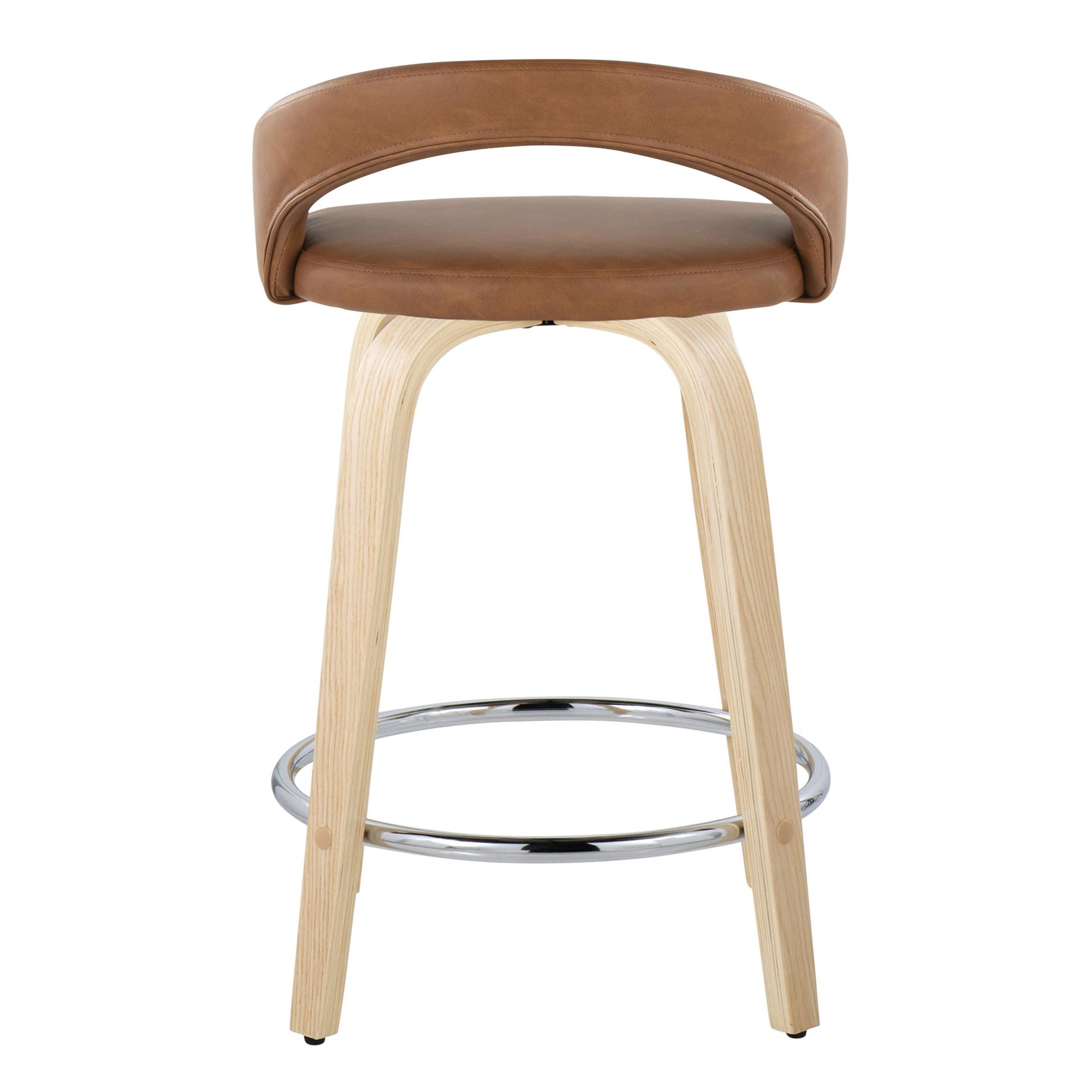 Grotto Camel Faux Leather Swivel Counter Stool (Set of 2) 7 Grotto Camel Faux Leather Swivel Counter Stool (Set of 2) - Image 7