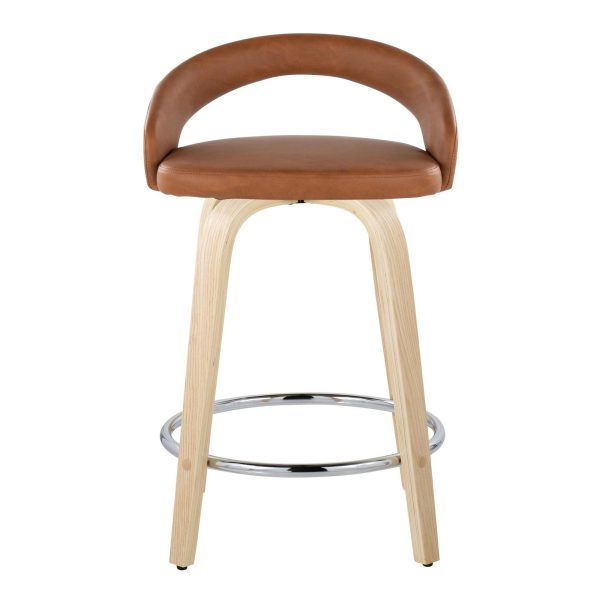 Grotto Camel Faux Leather Swivel Counter Stool Set of 2 7