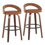 Grotto Camel Faux Leather Walnut Contemporary 30-Inch Barstools (Set of 2) 9 Grotto Camel Faux Leather Walnut Contemporary 30-Inch Barstools (Set of 2)