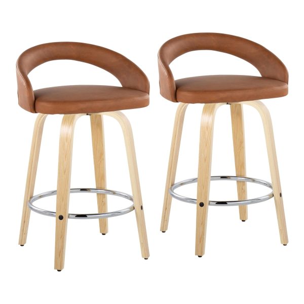 Grotto Camel Swivel 26 Inch Contemporary Counter Stools Set of 2 2