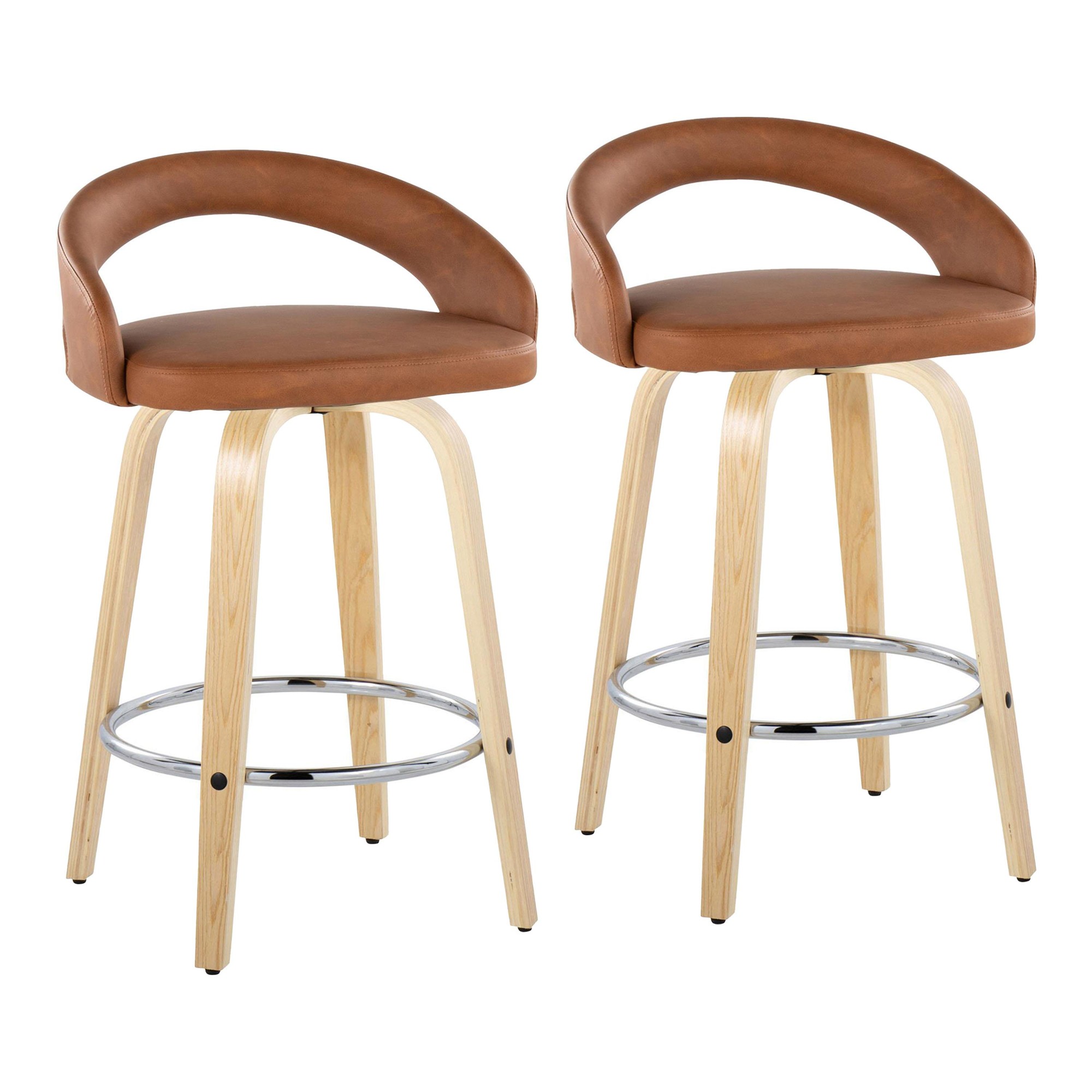 Grotto Camel Swivel 26-Inch Contemporary Counter Stools (Set of 2) 3 Grotto Camel Swivel 26-Inch Contemporary Counter Stools (Set of 2) - Image 3