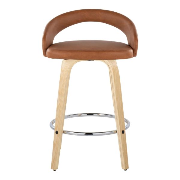 Grotto Camel Swivel 26 Inch Contemporary Counter Stools Set of 2 7