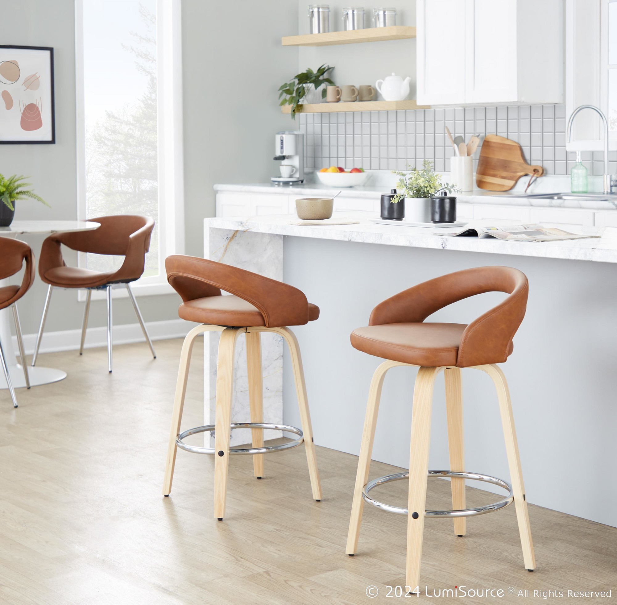 Grotto Camel Swivel 26-Inch Contemporary Counter Stools (Set of 2) 1 Grotto Camel Swivel 26-Inch Contemporary Counter Stools (Set of 2)