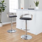 Grotto Chrome Black Faux Leather Adjustable Swivel Barstool (Set of 2) 14 Grotto Chrome Black Faux Leather Adjustable Swivel Barstool (Set of 2)
