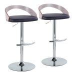 Grotto Chrome Black Faux Leather Adjustable Swivel Barstool (Set of 2) 17 Grotto Chrome Black Faux Leather Adjustable Swivel Barstool (Set of 2)