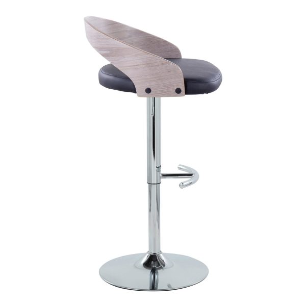 Grotto Chrome Black Faux Leather Adjustable Swivel Barstool Set of 2 6