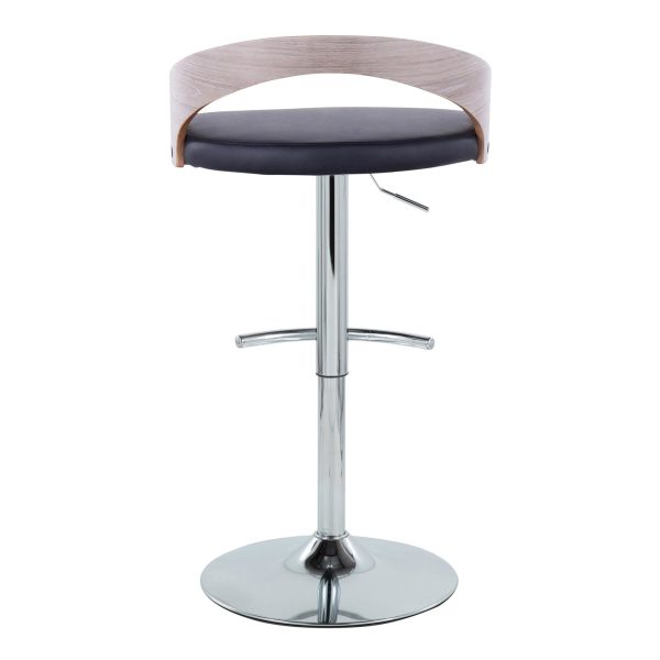 Grotto Chrome Black Faux Leather Adjustable Swivel Barstool Set of 2 8