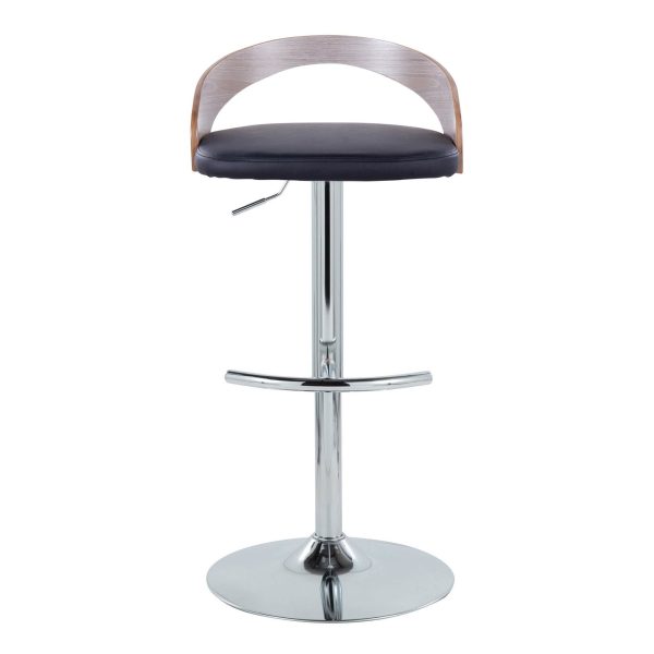 Grotto Chrome Black Faux Leather Adjustable Swivel Barstool Set of 2 9