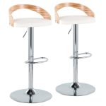 Grotto Chrome Zebra Wood Mid-Century Modern Swivel Barstool (Set of 2) 13 Grotto Chrome Zebra Wood Mid-Century Modern Swivel Barstool (Set of 2)
