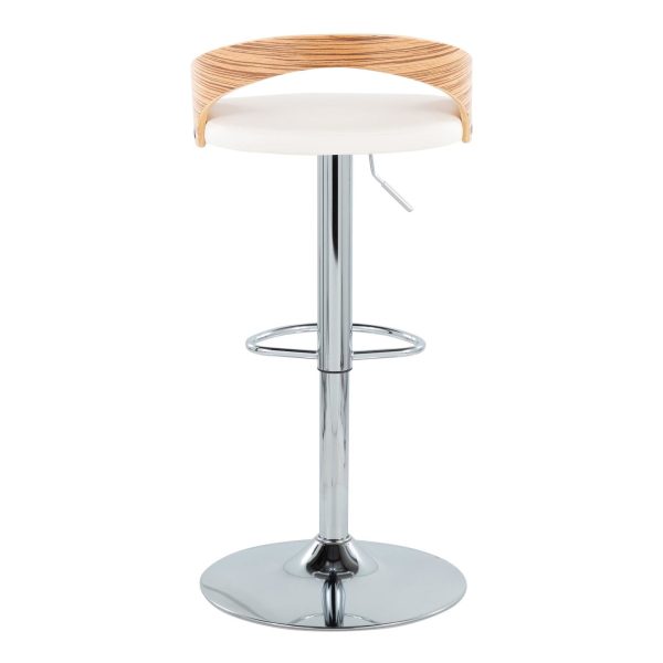 Grotto Chrome Zebra Wood Mid Century Modern Swivel Barstool Set of 2 6