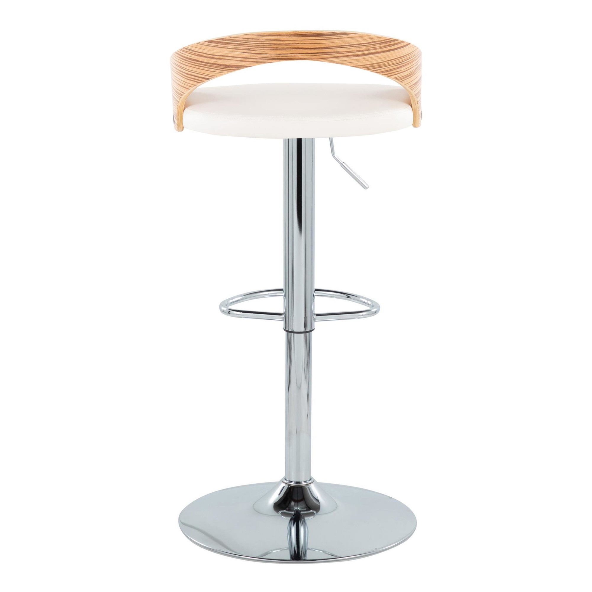 Grotto Chrome Zebra Wood Mid-Century Modern Swivel Barstool (Set of 2) 7 Grotto Chrome Zebra Wood Mid-Century Modern Swivel Barstool (Set of 2) - Image 7