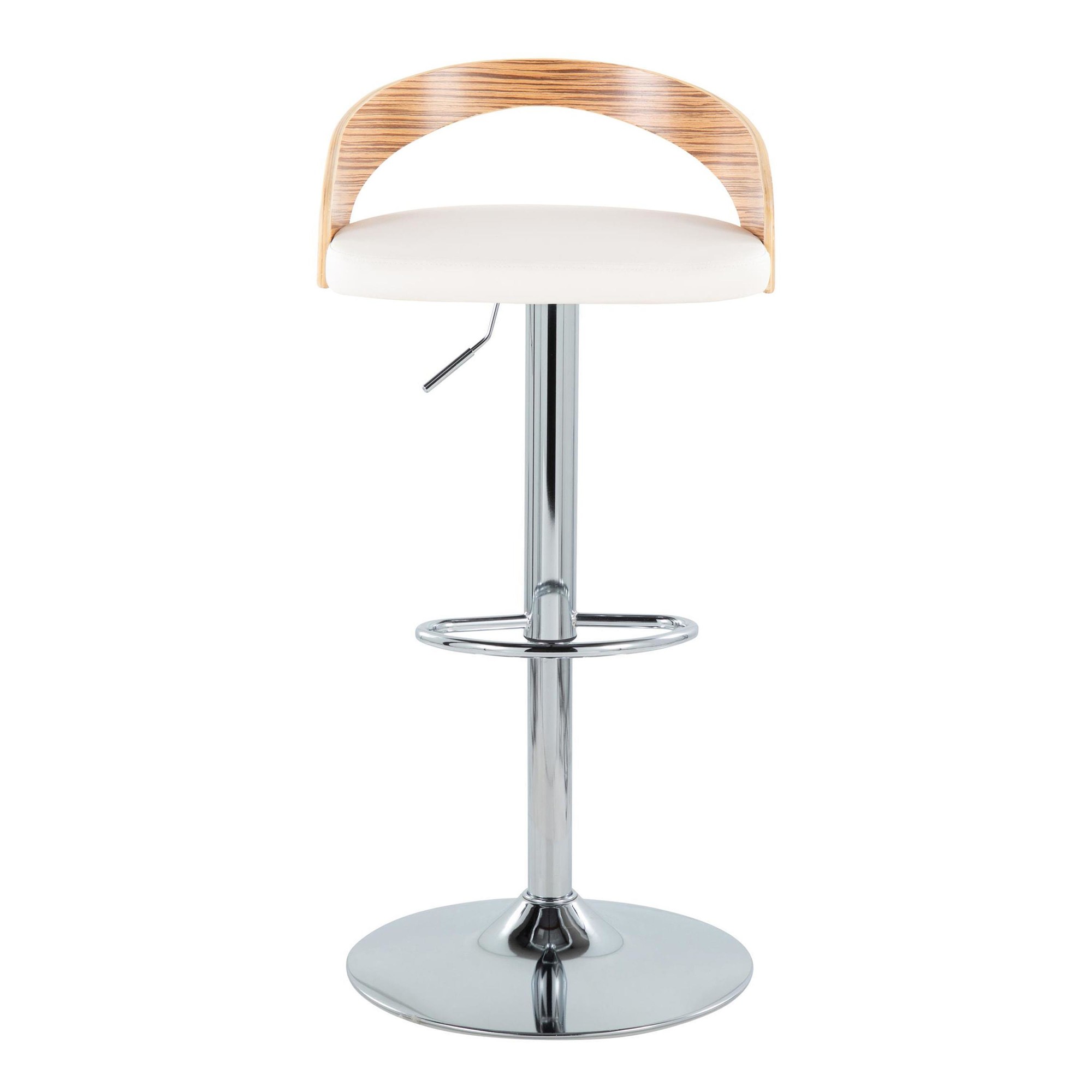Grotto Chrome Zebra Wood Mid-Century Modern Swivel Barstool (Set of 2) 8 Grotto Chrome Zebra Wood Mid-Century Modern Swivel Barstool (Set of 2) - Image 8