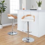 Grotto Chrome Zebra Wood White Faux Leather Swivel Barstools (Set of 2) 14 Grotto Chrome Zebra Wood White Faux Leather Swivel Barstools (Set of 2)