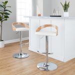 Grotto Chrome Zebra Wood White Faux Leather Swivel Barstools (Set of 2) 15 Grotto Chrome Zebra Wood White Faux Leather Swivel Barstools (Set of 2)