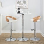 Grotto Chrome Zebra Wood White Faux Leather Swivel Barstools (Set of 2) 16 Grotto Chrome Zebra Wood White Faux Leather Swivel Barstools (Set of 2)