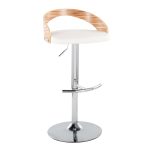 Grotto Chrome Zebra Wood White Faux Leather Swivel Barstools (Set of 2) 18 Grotto Chrome Zebra Wood White Faux Leather Swivel Barstools (Set of 2)